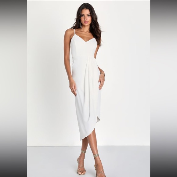 Lulus Reinette White Midi Dress - Picture 1 of 6